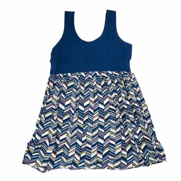 Torrid Navy Chevron Print Knit 2 Woven Dress - Picture 2 of 7